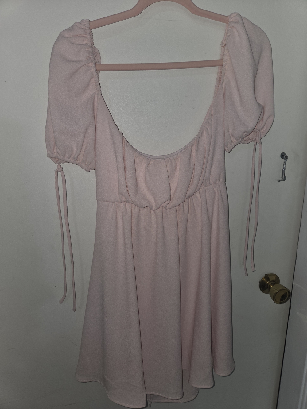 Lucy in the Sky Pale Pink Mini Dress with Puff Sleeves